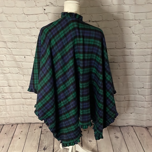 Talbots Hunter Green & Navy Plaid Shawl - Picture 3 of 3